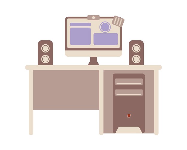 workplace with desktop computer isolated icon vector illustration design