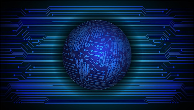 world binary circuit board future technology blue hud cyber security concept background