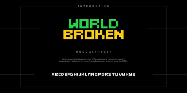 world broken pixelate digital alphabet font minimal technology typography creative urban sport