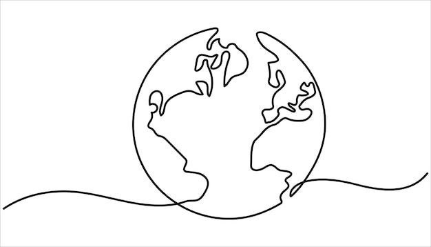 world map Continuous one line drawing Earth globe one line drawing
