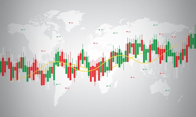 world map with financial data graph chart
