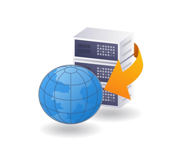 world of technology server data infographic 3d illustration flat isometric
