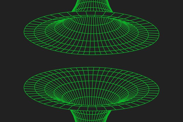 Wormhole geometric grid wireframe tunnel flat style design vector illustration Abstract futuristic