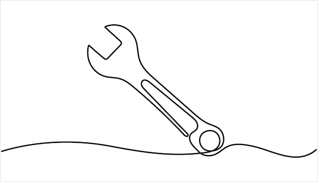 Wrench continuous one line drawing illustration Adjustable wrench continuous single line drawing