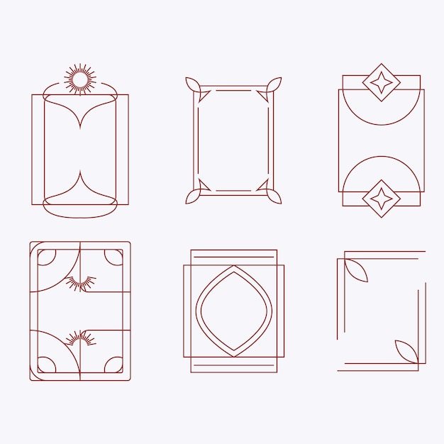y2k minimalist aesthetic line elements set abstract modern linear shape design with stars