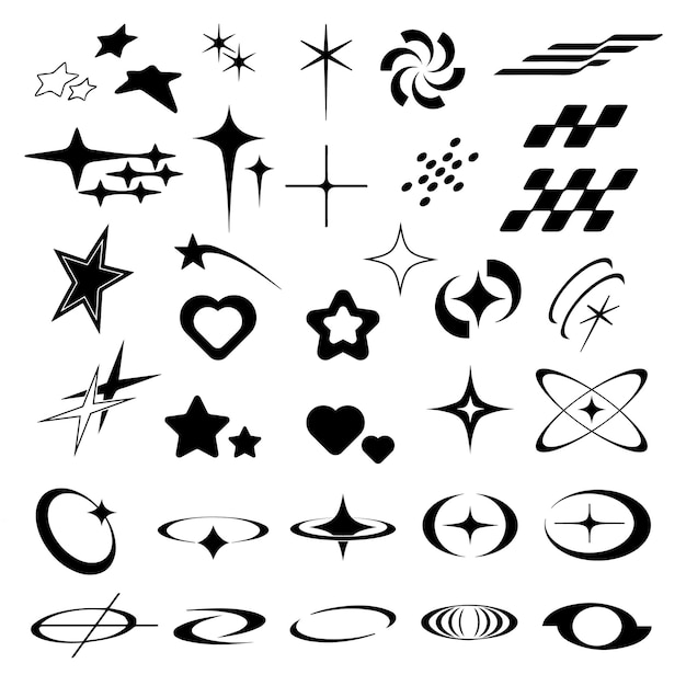 y2k symbols shape graphic element pack