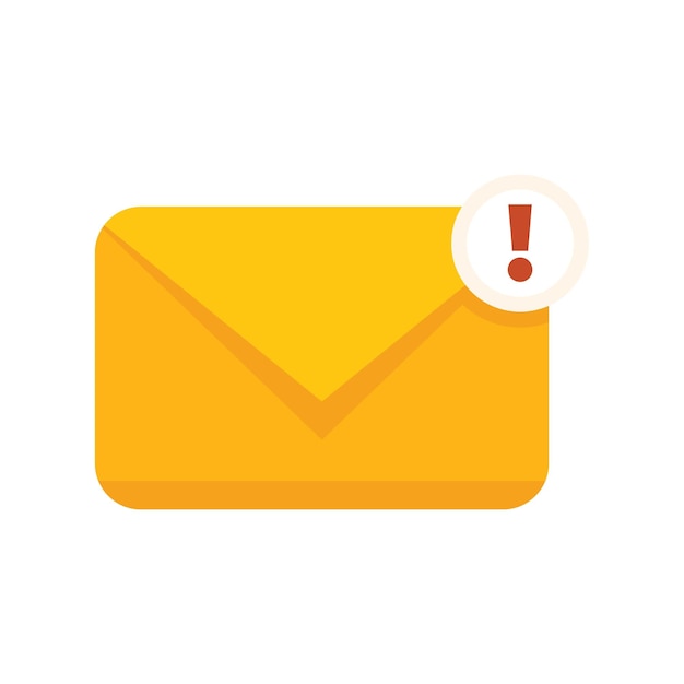 Yellow envelope mail with exclamation mark showing new message