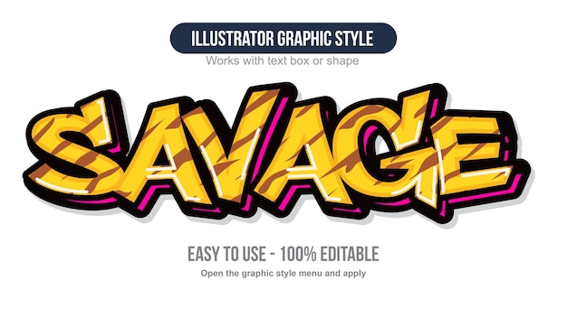 yellow modern animal print graffiti text effect