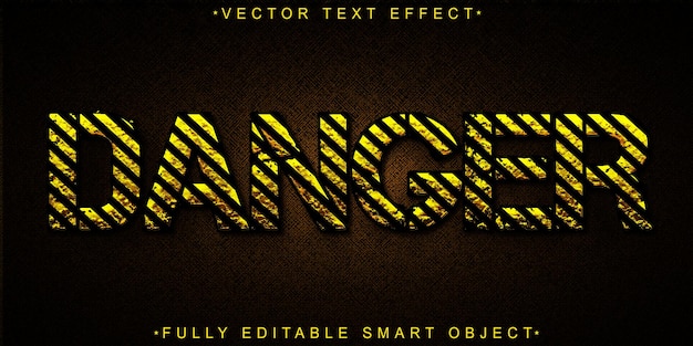Yellow Worn Dark Danger Vector Fully Editable Smart Object Text Effect