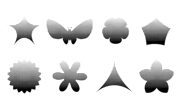 Yk trendy textured geometric bold shapes set with halftone dotted texture vector isolated