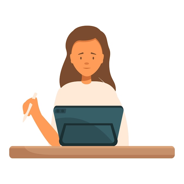 Young female designer is using a graphics tablet and stylus at her desk