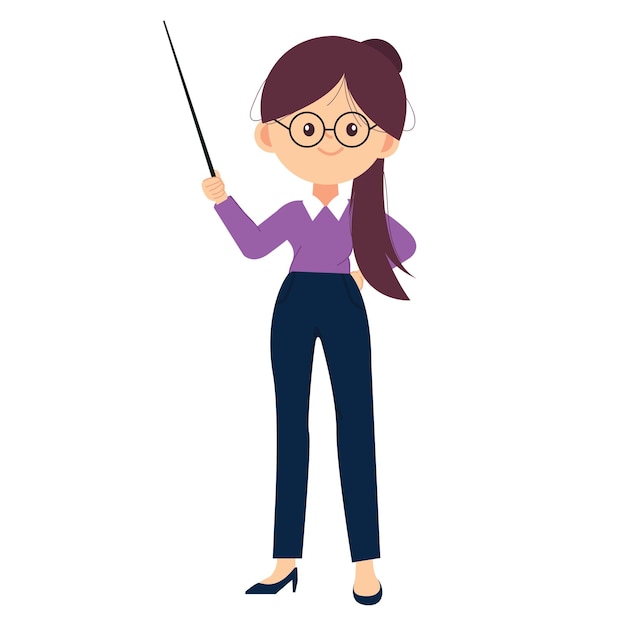 Young female teacher instructing students illustration