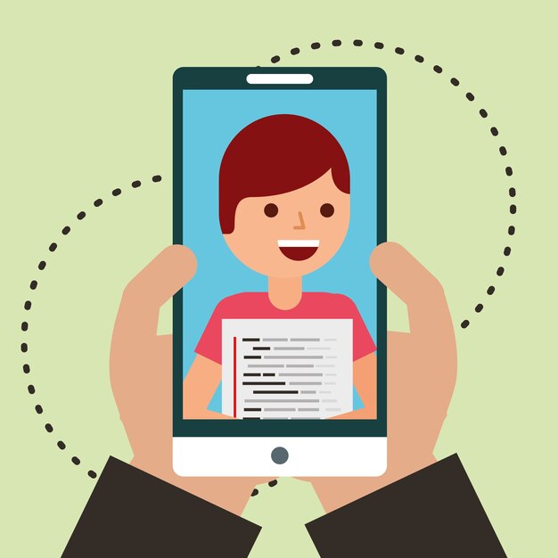 young man in phone program coding development 