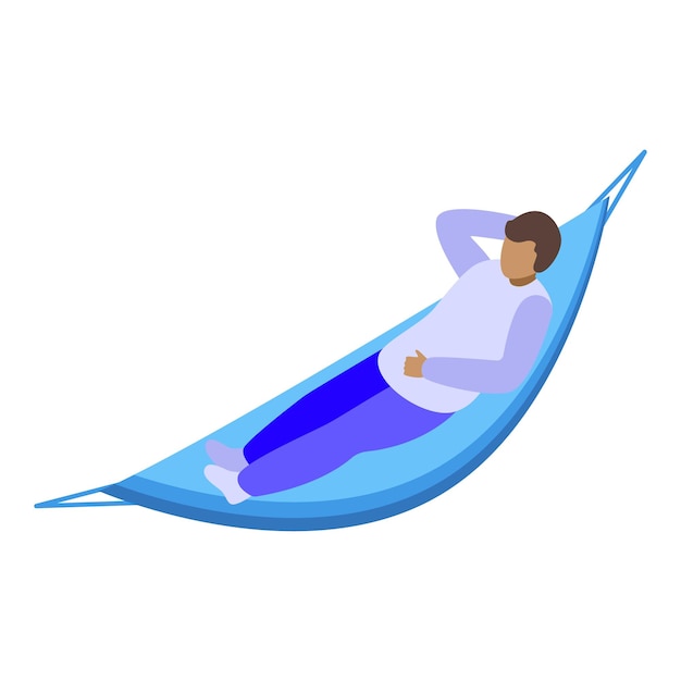 Young man relaxing lying in hammock enjoying summertime vacation