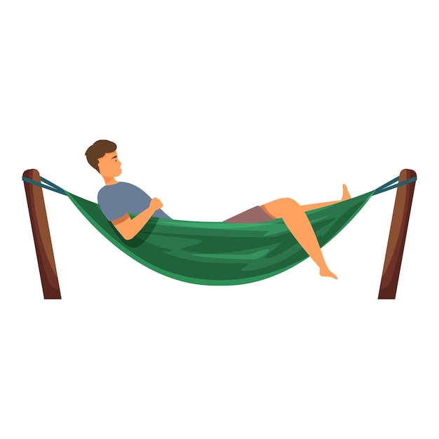 Young man relaxing lying in hammock enjoying summertime vacation