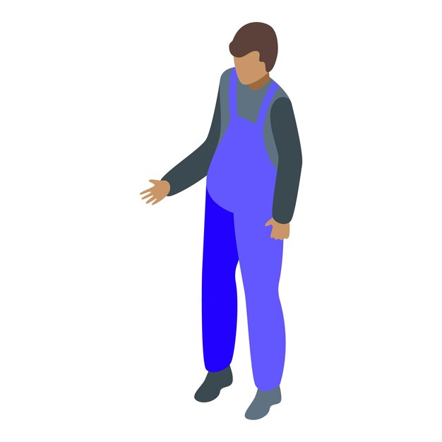 Young mechanic is standing and gesturing with his hand
