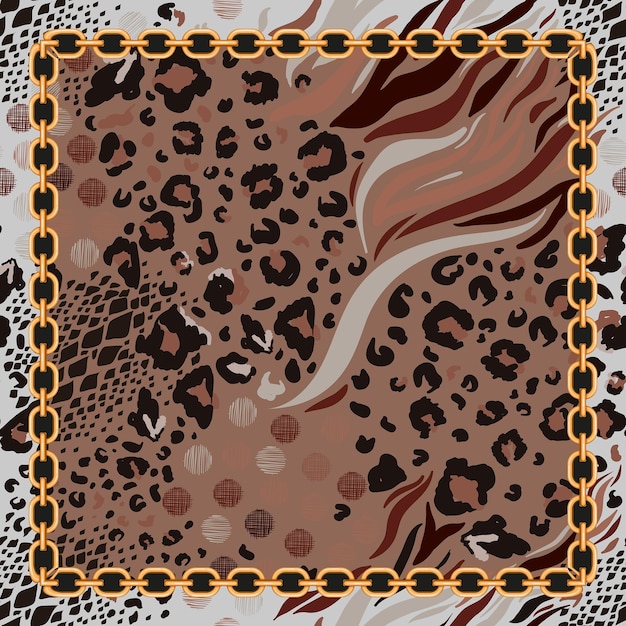 zebra and chains pattern for scarf and textile print silk scarf design vector background