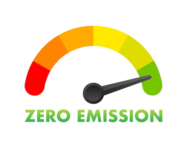 zero emission co2 level meter measuring scale zero emission co2 speedometer indicator vector stoc