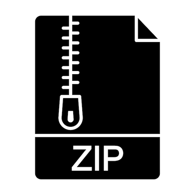 Zip File Glyph Solid Black Illustration