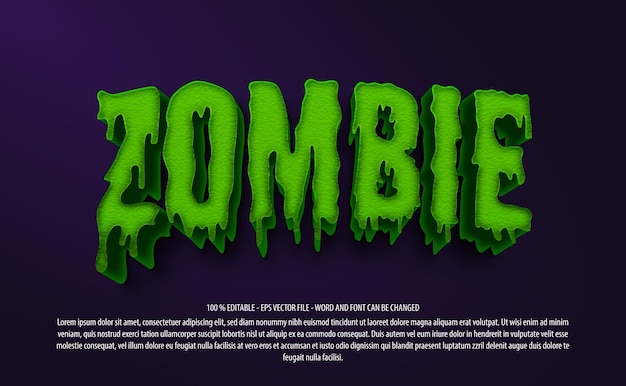 Zombie 3d editable text effect template style