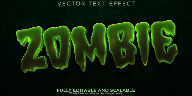 Zombie editable text effect halloween and scary text style