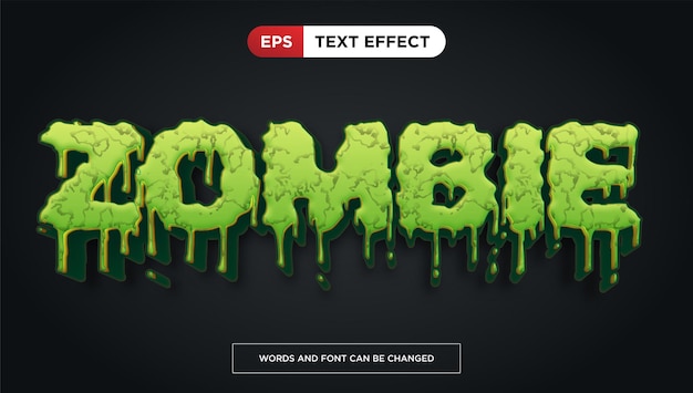 Zombie text effect editable halloween title text style