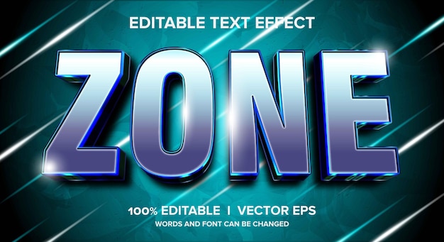 zone 3d vector text effect with modern style design