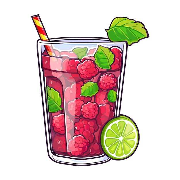 Plik wektorowy 009 malinowa limonka spritzer naklejka fajne kolory kawaii clip art ilustracja