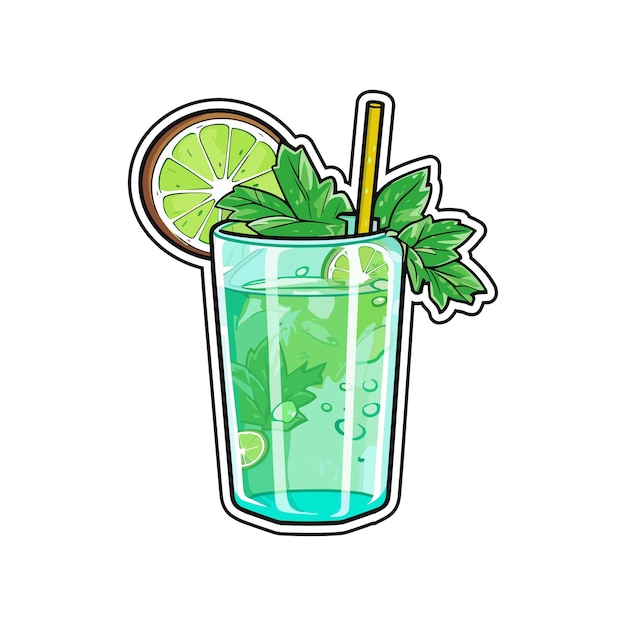 Plik wektorowy 054 kokosowe mojito mocktail naklejki fajne kolory kawaii clip art illustration01