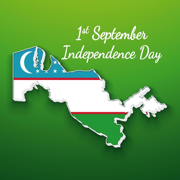 1 Września Dzień Niepodległości Ilustracji Wektorowych Uzbekistanu Z Mapą Flagi