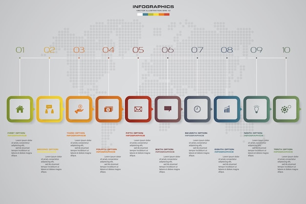 10 Kroków Plansza Element Infographic.