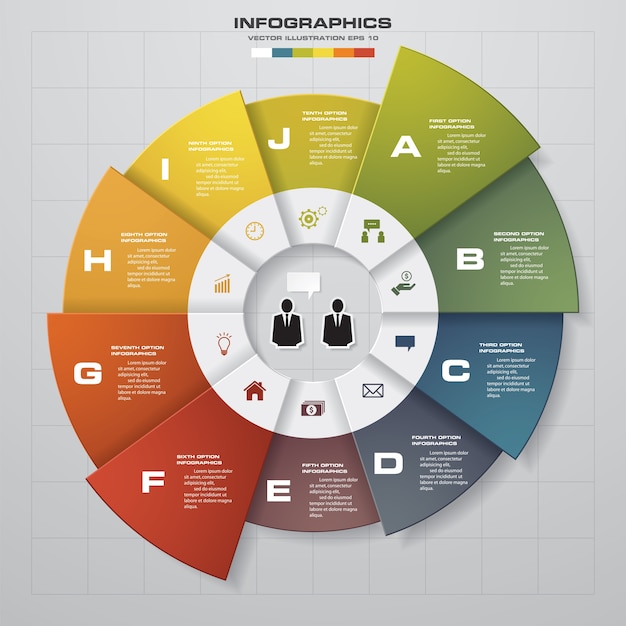 10-stopniowy szablon wykresu infograficznego.