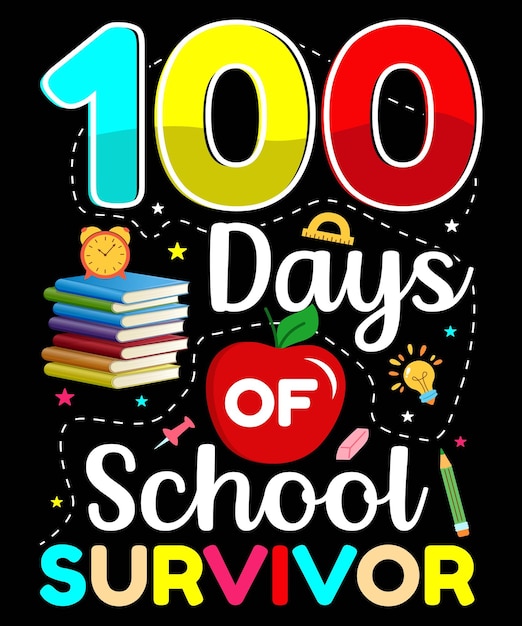 Plik wektorowy 100 dni szkolnego projektu przetrwania