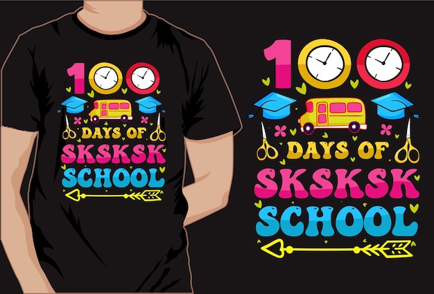 100 Dni Szkoły Kolorowy T Shirt Wektor Wzór