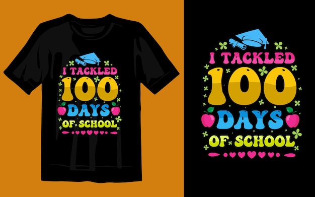 Plik wektorowy 100-dniowy prezent z nadrukiem na koszulkę szkolną,
