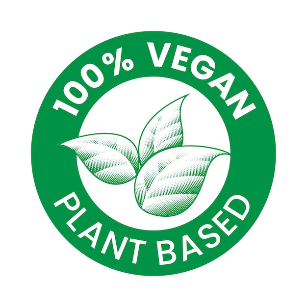 100 Grawerowanych Okrągłych Ikon Na Bazie Roślin Wegańskich Z Zielonymi Cieniowanymi Liśćmi