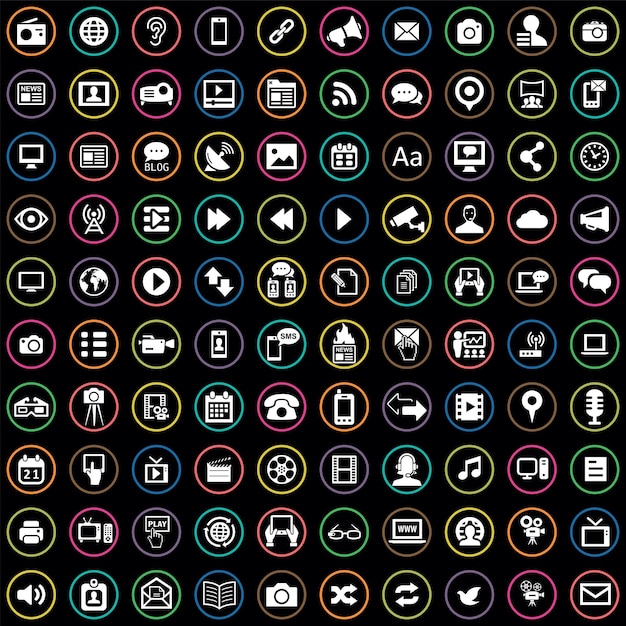 100 ikon multimedialnych zestaw uniwersalny