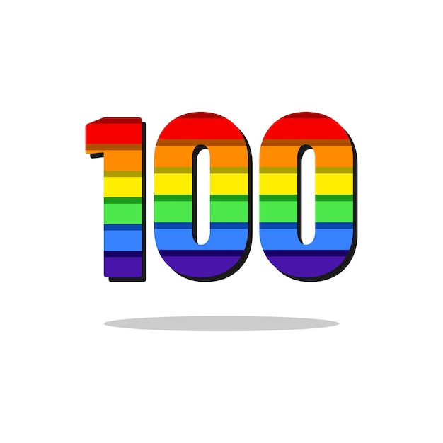 100 Numer Tęczy Kolor Logo Projekt Szablonu Inspiracji, Ilustracji Wektorowych.