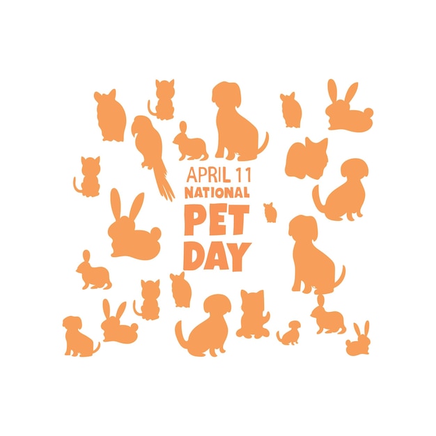 Plik wektorowy 11 kwietnia to narodowy dzień zwierząt domowych.