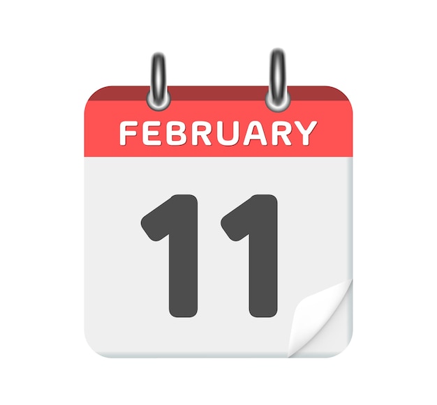 Plik wektorowy 11 lutego - ikona kalendarza na białym tle