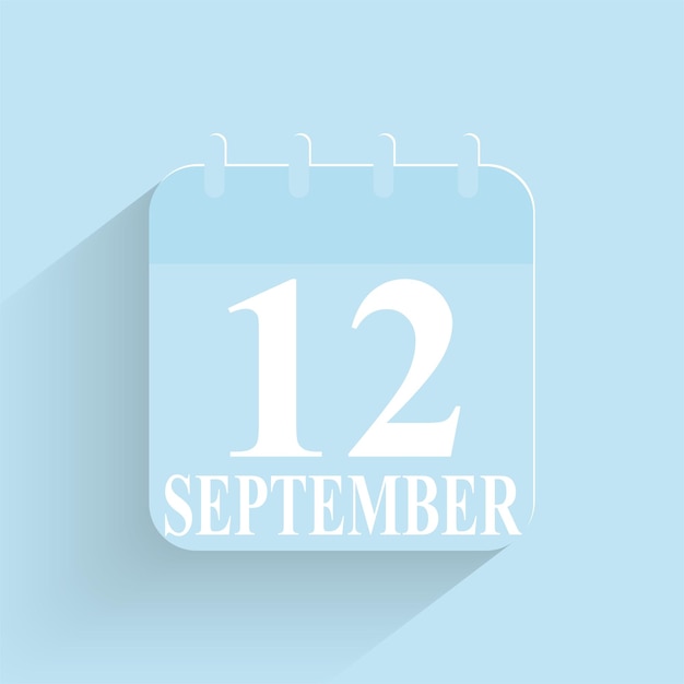12 Września Dzienny Kalendarz Ikona Data I Godzina Dzień Miesiąc Wakacje Płaski Zaprojektowany Wektor Ilustracja