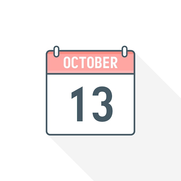 13 Października Ikona Kalendarza 13 Października Kalendarz Data Miesiąca Ikona Wektor Ilustrator