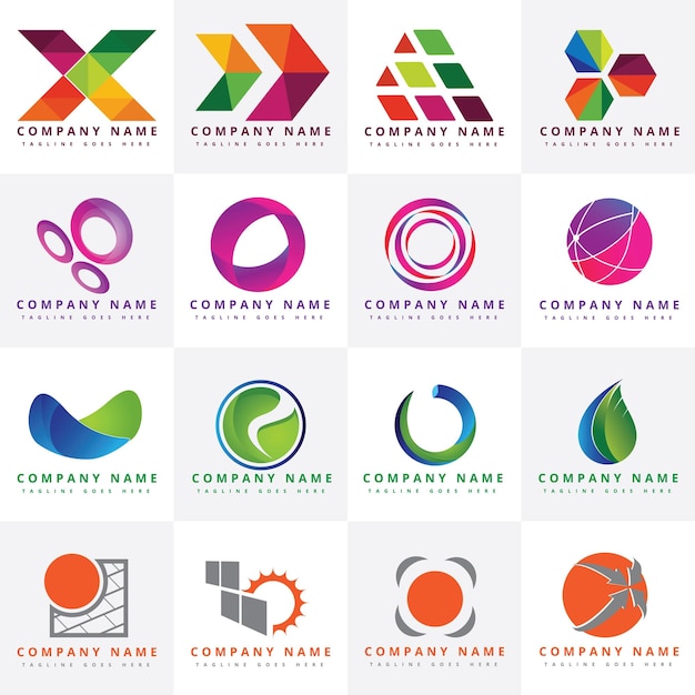 Plik wektorowy 16 piękne kolorowe szablony projektowania logo wektorowego