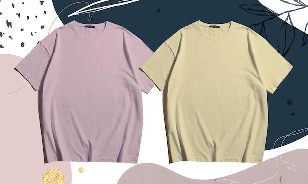 2 kolorowe niemowlęce różowe i kremowe puste t shirt makieta projekt kolekcji z pustym miejscem