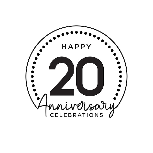 20 lat rocznica szablon projektu koncepcja monochromatyczny projekt dla karty zaproszenie na wydarzenie kartkę z życzeniami transparent plakat ulotka okładka książki i wydrukować wektor eps10
