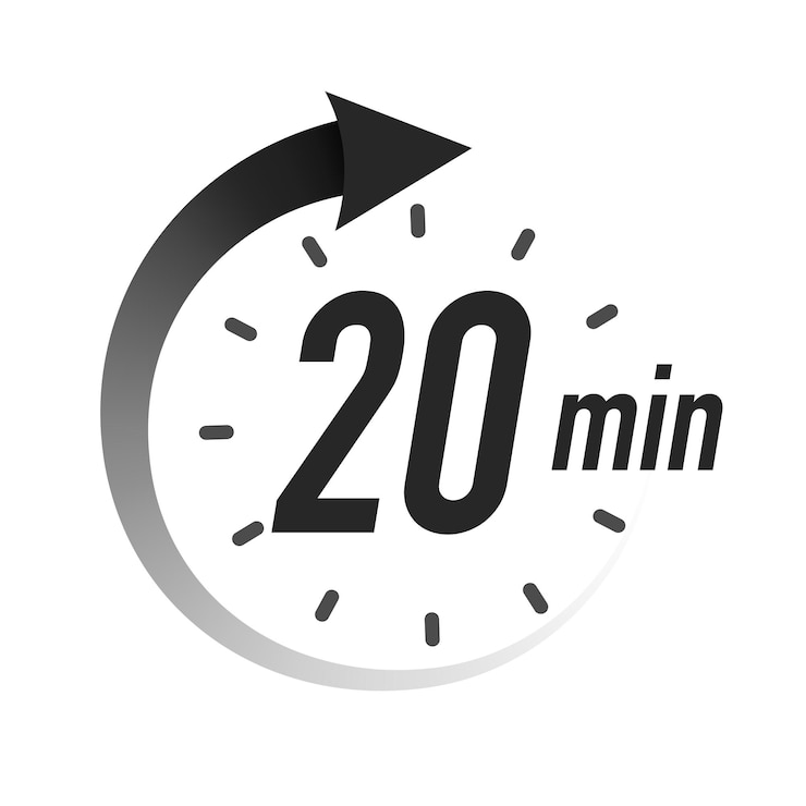 Wektor 20 minut zegara symbol czarnego stylu