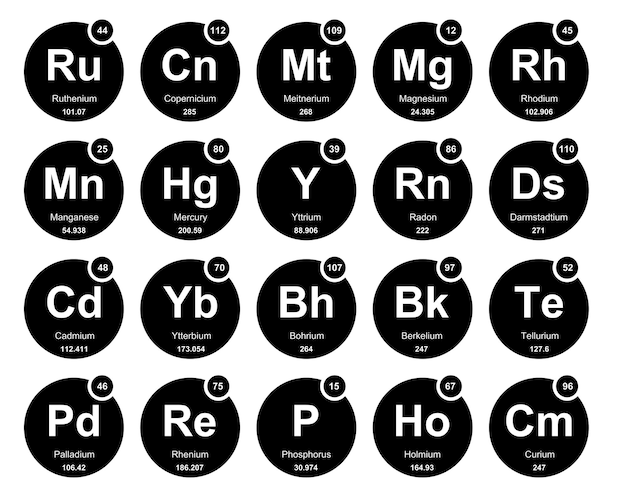 20 Preiodic tabela elementów Icon Pack Design Vector illustration