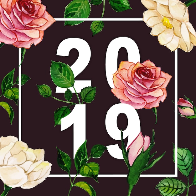 2019 Napis Typografia z akwarelą FloraL