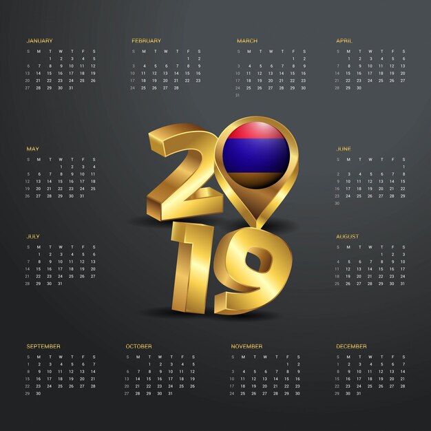 2019 Szablon Kalendarza