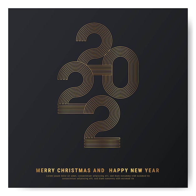 Plik wektorowy 2022 luxury custom number type szczęśliwego nowego roku karta zaproszenie ze złotym szablonem wektorowym